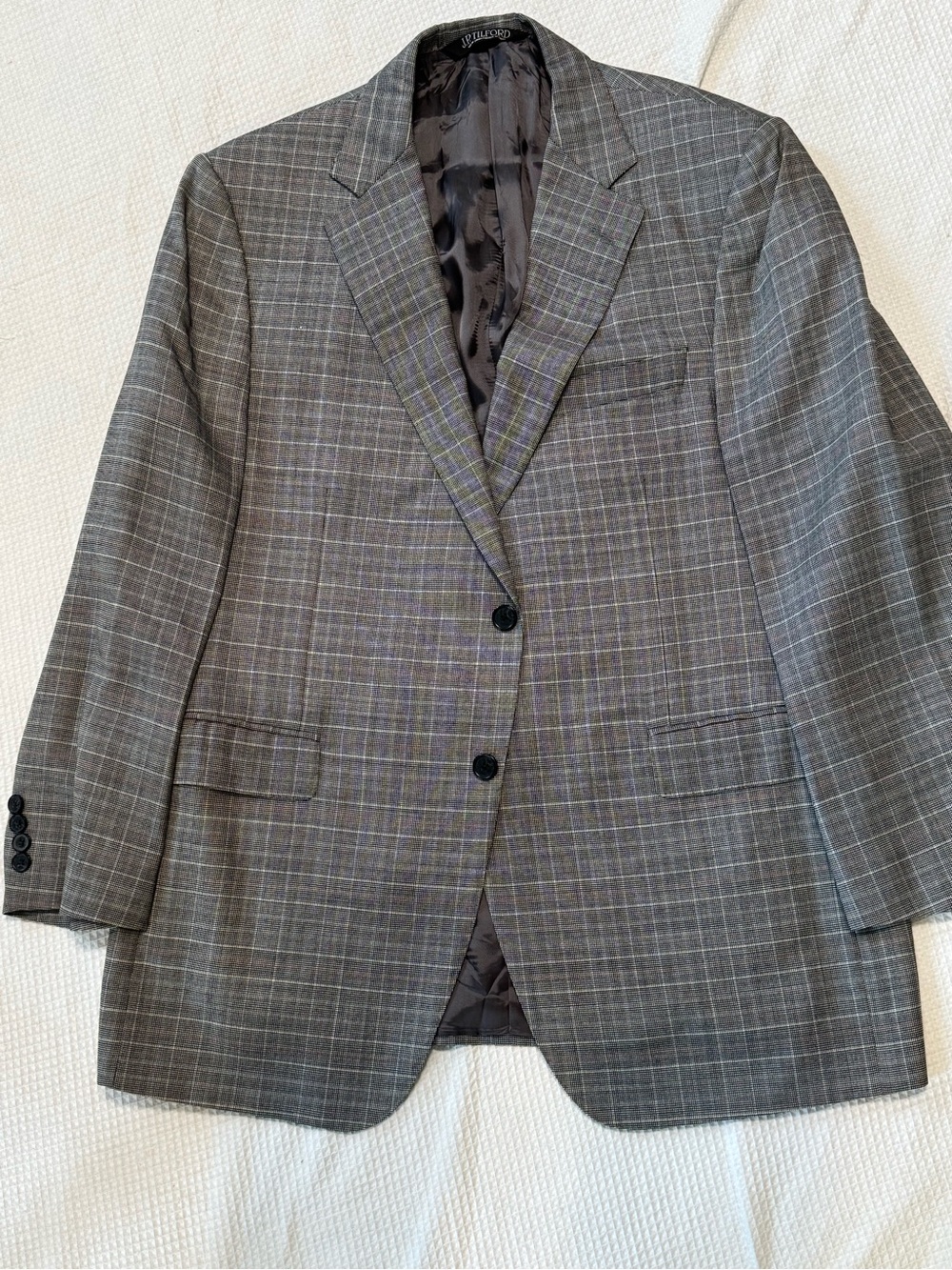 Samuelsohn Gray Plaid Men's Blazer wool silk